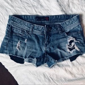 G by Guess Ripped Lace Shorts
